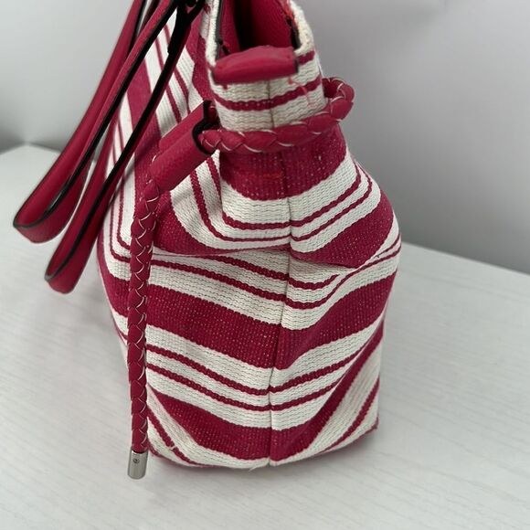 Dana Buchman raspberry striped shoulder bag - Picture 4 of 5